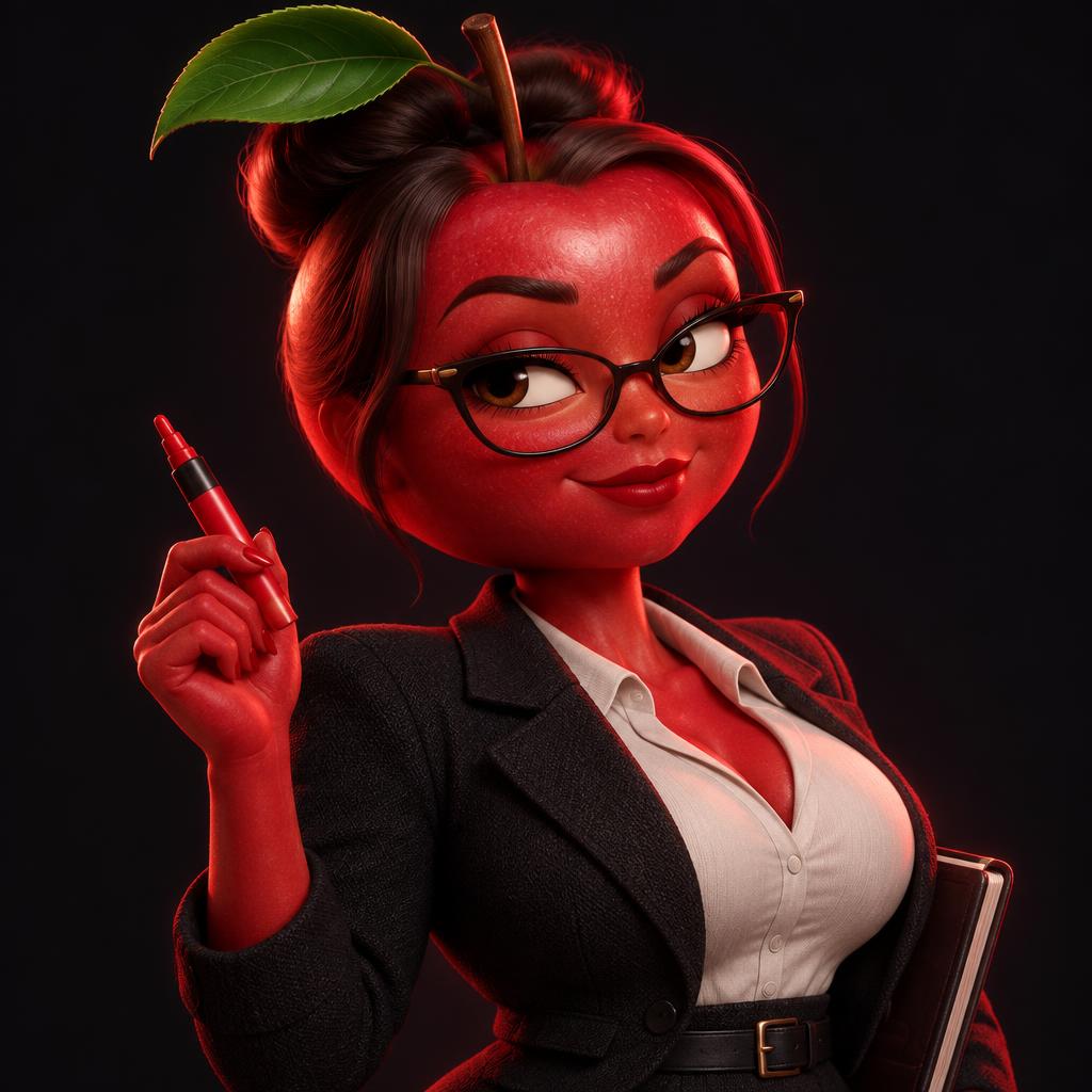 Profesora Manzana, personaje manzana de FrutiShorts